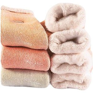 Womens super dikke wollen sokken thermisch warm breien dames zachte comfort sokken voor de winter (Pack van 3-5), veelkleurig, C2-Super Dik Katoen 3Pack, One size