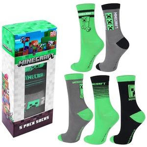 Minecraft Creeper sokken, sokken, sneakersokken, ook met geschenkverpakking, hoog katoenaandeel, jongenssokken, 3 of 5 paar, groen, 27-30