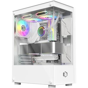 EMPIRE GAMING - CM-241 Gaming PC-behuizing - ARGB Medium Tower Micro-ATX en ITX - 3 ventilatoren 120 mm 3-pins 5 Volt LED RGB adresseerbaar - MB Sync - Mid Tower Wit