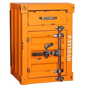 KRXSOBNV, Creatieve Ladestijl Salontafel Retro Industriële Stijl Nachtkastje Opbergkast Metaal Ijzer Banktafel Decoratieve Kast Kan Slot Installeren 60CM,Rood ，Vintage opbergkasten(Orange)