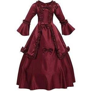 GRACEART Middeleeuwse vintage jurk met uitlopende mouwen, retro renaissance, Victoriaanse prinsessenjurk, Rood, S