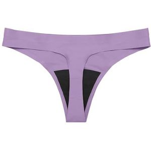 dames Menstruatie Slips, Sexy Menstruatie Strings, Naadloze Lekvrije Absorberende Strings Ondergoed, No Show Menstruatie Bikini Slips, Paars, Xl