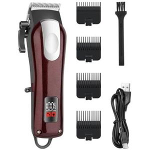 Tondeuse voor mannen, professionele tondeuse haarsnijmachine oplaadbare tondeuse mes draadloze elektrische trimmer mannen kapper (Bourgondië)