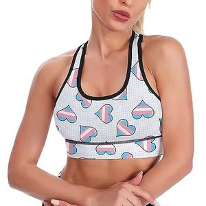 Leuke Transgender Hart Ademend Sport Bras Voor Vrouwen Draadloze Workout Yoga Vest Ondergoed Racerback Crop Tank Top L