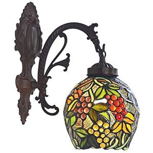 Tiffany Druif Wandlamp, Vintage Naast Leeslamp, Amerikaanse Gebrandschilderd Glas Schaduwarmatuur Voor Hal Woonkamer Slaapkamer Badkamer Nachtlicht