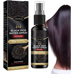 Rijstwater Haargroei Spray, 30ml zwarte rijstwater haarspray, Leave In Hair Growth Spray voor langer, dikker, voller haar, haaruitval, haargroeiverzorgingsproduct Leryveo