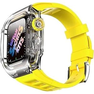OFWAX Ice Clear Horloge Case Met Fluororubber Horloge Band Modificatie Kit, Voor Apple Watch Series 8 7 45mm, Transparante Cover Horlogeband, Voor Iwatch SE 6 5 4 44mm, For 45mm, agaat