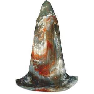 HJLUUFT Witte mantel met capuchon en drakenprint, renaissance cape met capuchon voor dames en heren, middeleeuwse ridder outfit gothic unisex