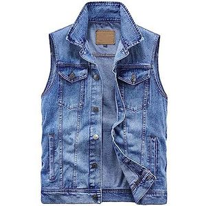 Mens Denim Gilet Casual Vintage Biker Waistcoat Cowboy Vest Sleeveless Jacket with 6 Pockets Jeans Gilets