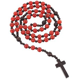 Katholieke rozenkrans voor mannen en vrouwen carneool ebbenhouten tijger rood en zwart kleur, Hout, Barnsteen
