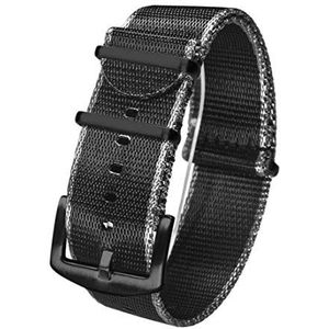 Horlogebandjes voor mannen en vrouwen, horlogeband 18mm/20mm/22mm/24mm Horlogeband Nylon Horlogeband Huidvriendelijke Horlogeband vervanging Khaqi (Color : Black Grey (Black), Size : 20mm)