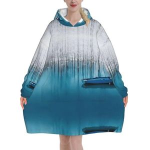 Oversized Boot In Lake Landschap Hoodies Vrouwen Uk Pluizige Deken Hoodie Sherpa Vrouwen Fleece Draagbare Deken Mannen