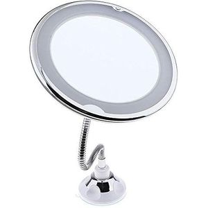 Dkee make-upspiegel 10x vergroting LED 360 graden draaien zuignap metalen slang Ronde Spiegel/Mirror/Opknoping Mirror