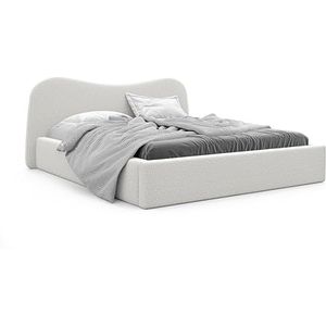 GREKPOL Gestoffeerd bed Cozy tweepersoonsbed met lattenbodem en bedkast - hoofdeinde - 140/160/180x200cm - gestoffeerd bed met opbergruimte - bed voor opslag - modern - slaapkamer (Gerra 10,