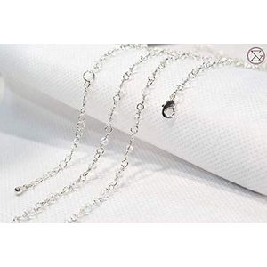 Ketting met parels, zilverkleurig, omkeerbaar, halsketting en manchet, ketting voor zwangerschap, 114 cm, verzilverd, bergkristal
