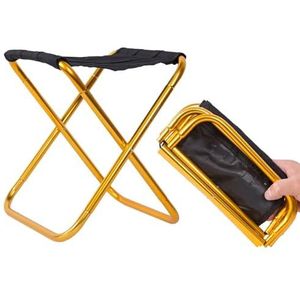 Opvouwbare campingkruk buiten vouwen aluminium stoel kruk stoel stoel vissen camping outdoor opvouwbare visstoel ultra licht van gewicht draagbaar (kleur: goud)