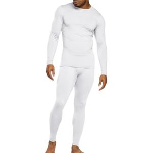 Mens Ultra Soft Fleece Lined Long Johns Winter Base Layer Tops&Bottoms Thermal Underwear Set(Color:White,Size:L)