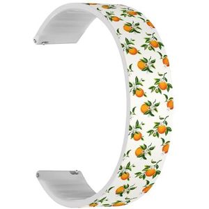 RYANUKA Solo Loop Strap Compatibel met Amazfit Bip 3, Bip 3 Pro, Bip U Pro, Bip, Bip Lite, Bip S, Bip S lite, Bip U (oranje fruit bloemen) Quick-Release 20 mm rekbare siliconen band band accessoire,