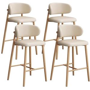 Morden Barkrukken Set van 4, Kunstleren Barkrukken met Gebogen Rugleuning, Stoelen met Bartafelhoogte voor Keukeneiland, Eetkamer, Zithoogte 55cm