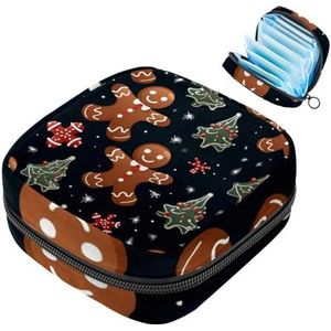 MUOOUM Kerst Peperkoek Man Patroon Maandverband Opbergtas Draagbare Menstruatie Tas Voor Vrouwen Tiener Meisjes Menstruatie Cup Pouch Nursing Pad Houder