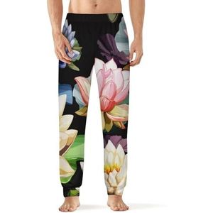 Fantastische Lotus Bloem Heren Pyjama Broek Print Lounge Nachtkleding Bottoms Slaapbroek L