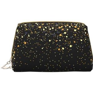 Grote Make-uptas,Lederen Cosmetische Tas Reizen Toiletartikelen Organizer Tas Make-up Pouch, Goud Glitter Zwart Cool Modern, zoals afgebeeld, Eén maat