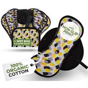 Antislip, biologische, herbruikbare inlegkruisjes voor vrouwen en tieners (klein, 7-pack); wasbare katoenen stoffen voeringen op hoge temperatuur, blijf fris en droog, alleen voor dagelijkse vaginale