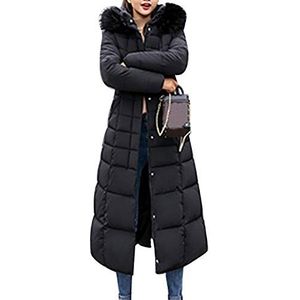 Heren winterjas trendy mantel vrouwen winterjas katoen gevoerd warme maxi puffer mantel lady lange jas parka jas, zwart, Asiatische Größe L.