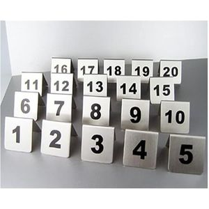 Tabelnummers, RVS tafelnummerset tentstijl 5x5x5cm 2x2x2inch(21-30)