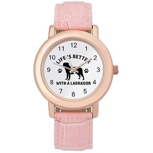 Life Is Better with A Labrador Horloges voor Vrouwen Mode Sport Horloge Vrouwen Lederen Horloge