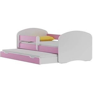 Happy Babies BDW Kinderbed met 2 ligvlakken en 2 matrassen, dubbel bed, 200 x 90 cm, roze, voor meisjes en jongens, jeugdbed || KOSTELNOS Verzending ||