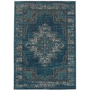 RugVista, Vintage Vega, Gemaakt met een machine, Tapijt, Modern, hoogpolige, 200 x 300 cm, Rechthoekig, Oeko-Tex Standard 100, Polyester, Hal, slaapkamer, keuken, woonkamer, Petrol Turkoois