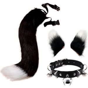 Pluizige, verstelbare vossenoren cosplay-set - zachte harige staart set voor decoratief Halloween lang imitatiebont, Eén maat, Imitatiebont, Geen edelsteen