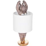 BRUBAKER Tafel- of Nachtlamp Hippo Ballerina - Tafellamp met Keramische Voet en Stoffen Kap - 43 cm Hoogte, Wit Grijs