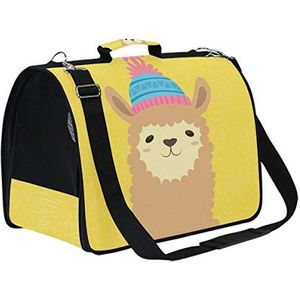 LDIYEU Gele cartoon glimlach alpaca huisdier kat drager hondenrugzak rugzakken draagtas luchtvaartmaatschappij goedgekeurd voor reizen hond katten buiten
