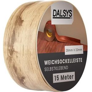 Dalsys Zachte plint zelfklevend Plakstrip, eindstrip voor voegen in woonruimtes, keukens, badkamers, van PVC-kunststof 15m gebleekt eiken