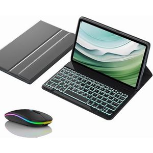 Toetsenbordhoes voor HUAWEI MatePad SE 11"" 2024, Magnetisch Afneembaar Draadloos Achtergrondverlichting Toetsenbord met Bluetooth Muis,zwart