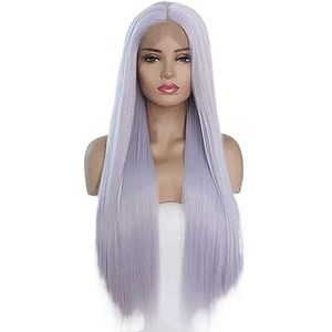 Pruiken mix recht lang synthetisch haar vrouwen volledige hoofd cosplay pruik met pruik cap pruik for dagelijks feest Halloween (Color : Onecolor, Size : 24in)