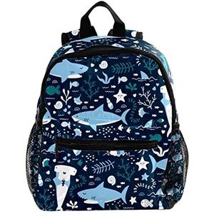 Ocean Shark Blue Leuke Mode Mini Rugzak Pack Bag, Meerkleurig, 25.4x10x30 CM/10x4x12 in, Rugzak Rugzakken