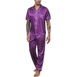 Heren Satijnen Pyjama Heren Korte Top Met Knoopsluiting En Pyjamabroek Tweedelige Nachtkleding Huispak Nachtkleding Loungewear