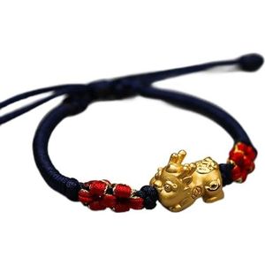Armbanden met kralen PIXIU Perzikbloesem Knoop Handgeweven Bedelarmband Vriendschapsarmbanden Feng Shui Lucky Chinese cadeaus for vrouwen Mannen trekken geld aan Cinnaber (Color : Jade)