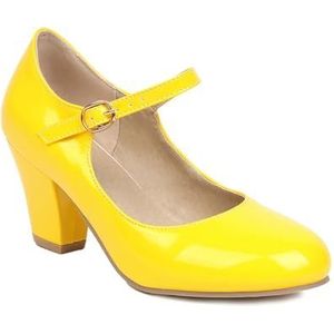 BGFCDFGV Mary Jane schoenen, dikke hakken met hoge hakken, snoepkleurige dames singles schoenen,Geel,34 EU