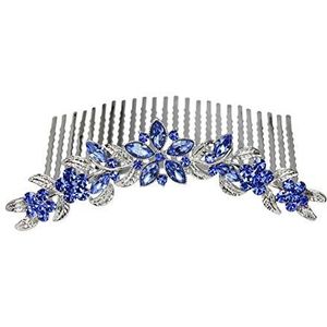 Faship Prachtige Blauwe Strass Kristal Bloemen Haar Kam