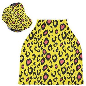 Gele luipaard huidprint rekbare babyautostoelhoes luifel verpleeghoezen zacht ademend winddicht sjaal wisselkussen voor winter baby borstvoeding jongens
