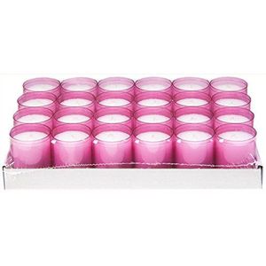 Sovie Refill kaarsen roze 24 stuks - kaars in plastic hoes - ca. 24 uur brandduur - kaarsen decoratie binnen & buiten - beschermt glas & decoratie