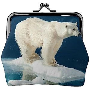 Polar Bear Portemonnee Kiss Lock Change Purse Lederen Change Pouch Kleine Vrouwen Portemonnee Tas voor Geschenken, Zwart, One Size, Mode, Zwart, Eén maat, Modieus