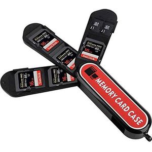 Geheugenkaarthouder, LXH geheugenkaart doos met karabijnhaak - Zwitsers zakmes ontwerp voor 5 SD- (SDHC/SDXC) en 2 Micro SD- (TF) kaarten (5SD + 2TF-sleuven)