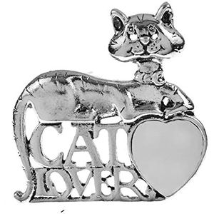 Pinnen Brooches Metal Cat Pins Brooch Lapel Badges for Women and Men Animal Cat Lover Funny Brooches Jewelry Brooches Fashion Decoration (Color : Silver, Size : 1.57 inch) (Color : Silver_1.57 inch)