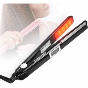 Professionele ultrasone reparatie koude stijltang infrarood stijltang en styling ijzer met vlakke platen, keratinebehandeling voor pluizig haar herstelt de beschadigde LCD-scherm (Zwart)