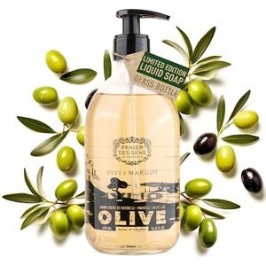 Cadeau-idee – vloeibare Marseillezeep met olijfolie van glas – 98% natuurlijke ingrediënten – vloeibare handzeep – overtollig vet, voedt, beschermt – gemaakt in Frankrijk – Panier des Sens 490 ml